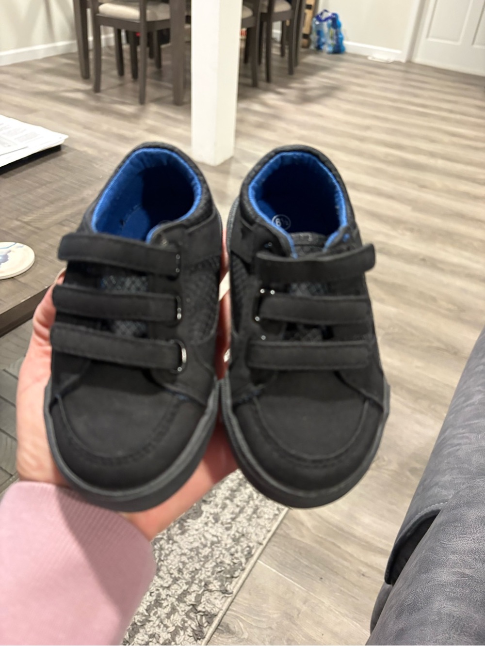 smartfit Black Kids Velcro Sneakers with Blue Lining